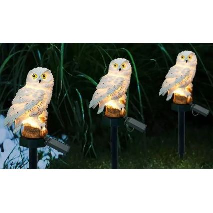 Lampada decorativa solare a LED con sensore 6xLED/1,2V 3000K 40 cm 600 mAh IP44 a forma di gufo