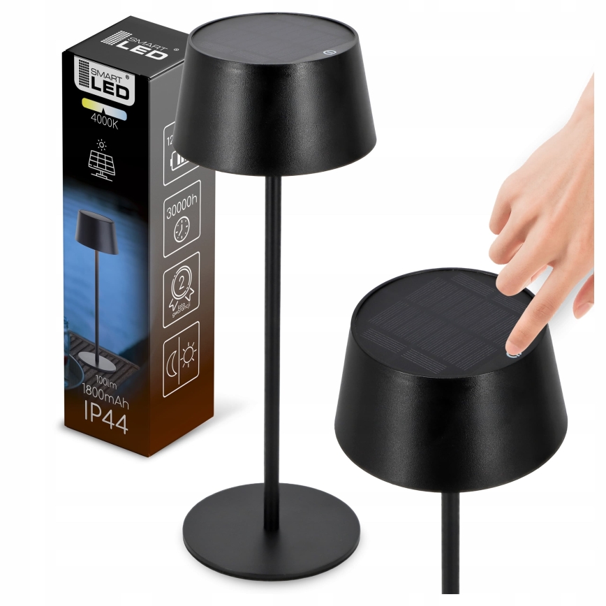 Lampada solare dimmerabile a sfioramento a LED LED/3W/5V USB 1800 mAh IP44 nera