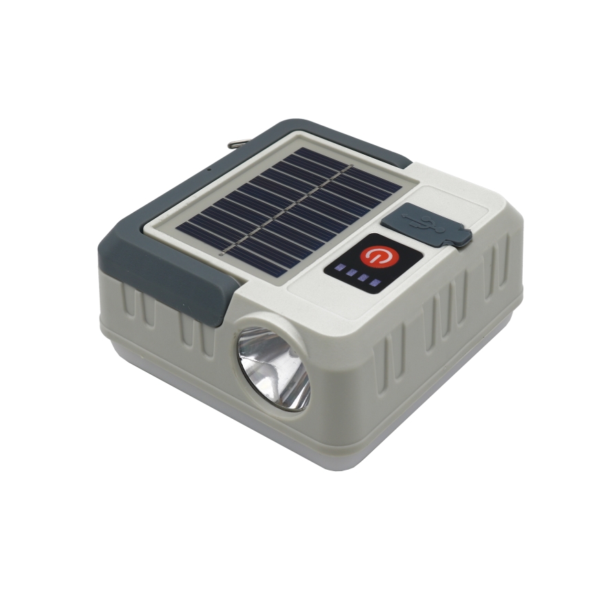 LED Dimmerabile ricaricabile solare lampada con funzione di power bank LED/1W/5,5V 8000K IPX4 1200 mAh grigio