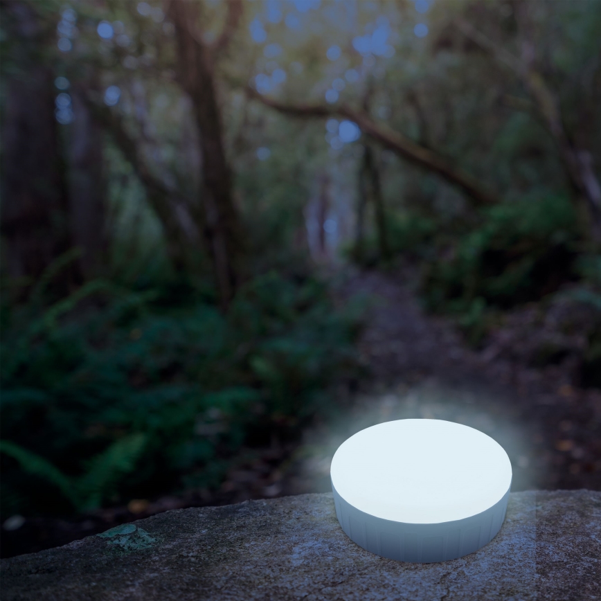 Lampada solare ricaricabile a LED dimmerabile con funzione di power bank K3 LED/2W/5,5V 6500K IPX4 2400 mAh nero/bianco