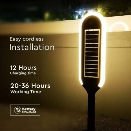 Lampada solare LED con sensore BOLLARD LED/5W/5,5V 70 cm 3000K IP65 2000 mAh