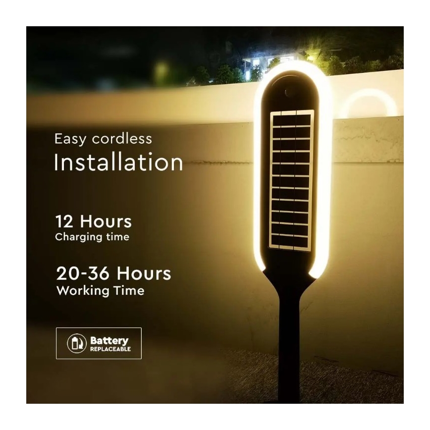 Lampada solare LED con sensore BOLLARD LED/5W/5,5V 70 cm 3000K IP65 2000 mAh