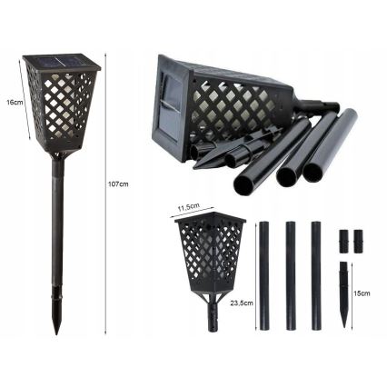 Lampada solare LED con sensore LED/0,6W/5,5V IP65 2000 mAh 107 cm nera