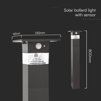 Lampada solare LED con sensore LED/2,5W/3,7V IP54 3000K