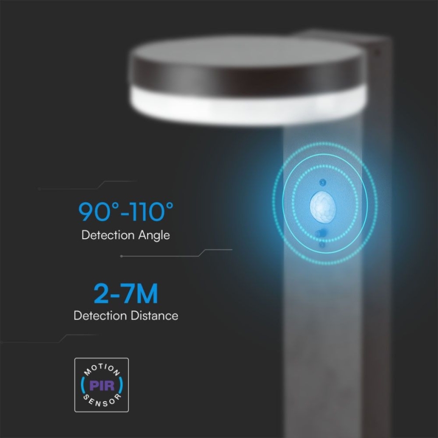 Lampada solare LED con sensore LED/2W/3,7V IP54 3000K arrotondato nero