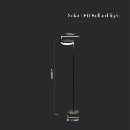 Lampada solare LED da esterno LED/2W/3,7V 3000K IP54 nero