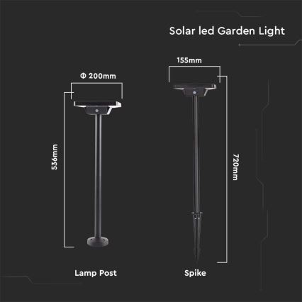 Lampada solare LED da esterno 2in1 LED/2W/3,7V IP65 3000/4000/6500K