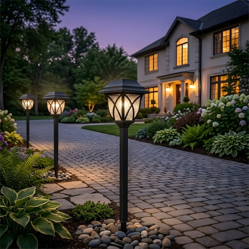 Lampada solare LED LAWN LED/1,2V 100 mAh 3000K 44 cm IP44 nera