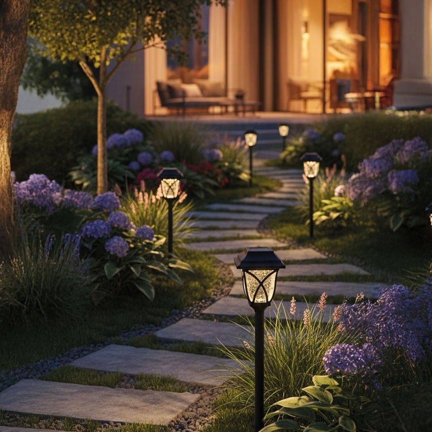 Lampada solare LED LAWN LED/1,2V 100 mAh 3000K 44 cm IP44 nera