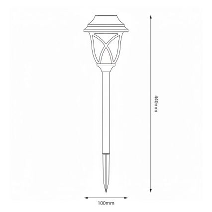 Lampada solare LED LAWN LED/1,2V 100 mAh 3000K 44 cm IP44 nera