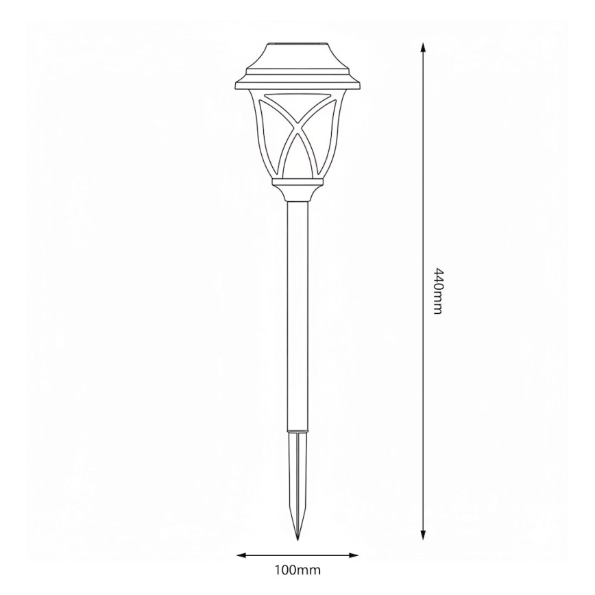 Lampada solare LED LAWN LED/1,2V 100 mAh 3000K 44 cm IP44 nera