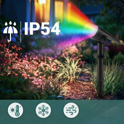 Lampada solare LED RGB 2-in-1 LED/3,7V 1200 mAh IP54 nera