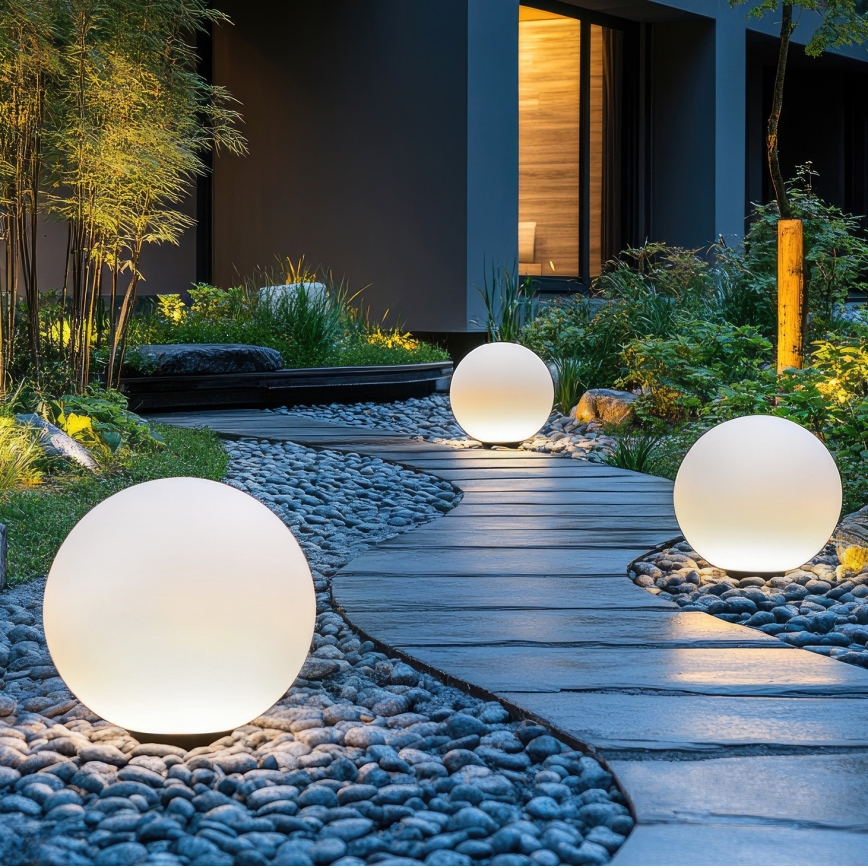Lampada solare dimmerabile LED RGBW GARDEN BALL LED/5W/3,7V 3000K IP54 2200 mAh diametro 30 cm + telecomando