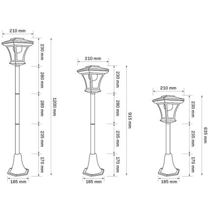 Lampada solare LED TIRANA LED/1,6W/1,2V 600 mAh IP44 nero