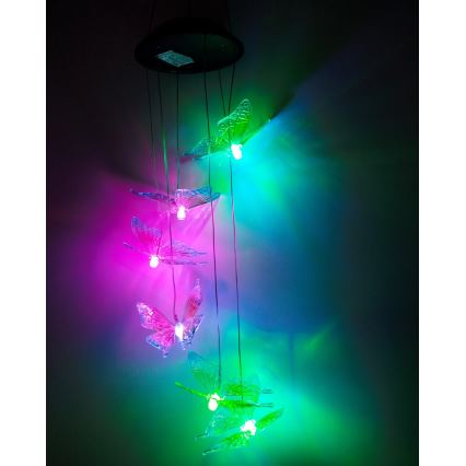Lampada solare RGB a LED 6xLED/1,2V 300 mAh IP44 farfalla