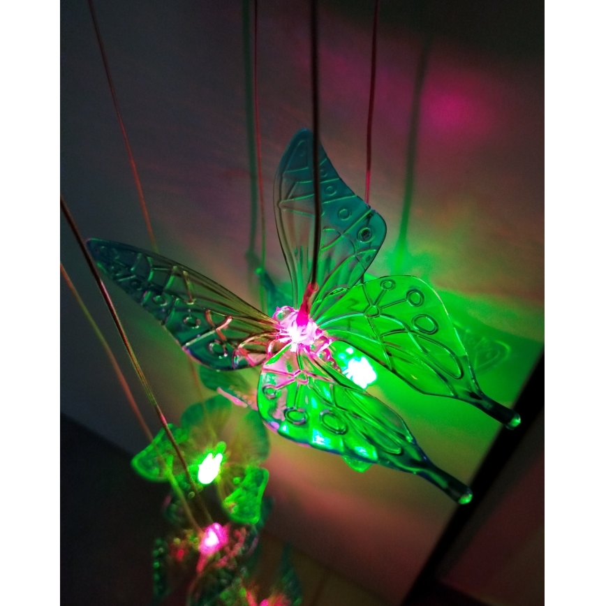 Lampada solare RGB a LED 6xLED/1,2V 300 mAh IP44 farfalla