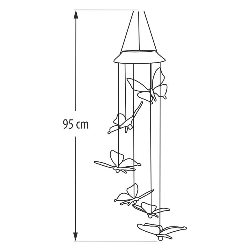 Lampada solare RGB a LED 6xLED/1,2V 300 mAh IP44 farfalla