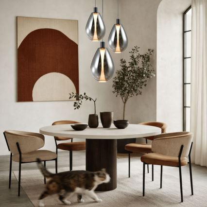 Lampada sospesa a cavo DENSO 1xG9/5W/230V Ø 20 cm nero cromato