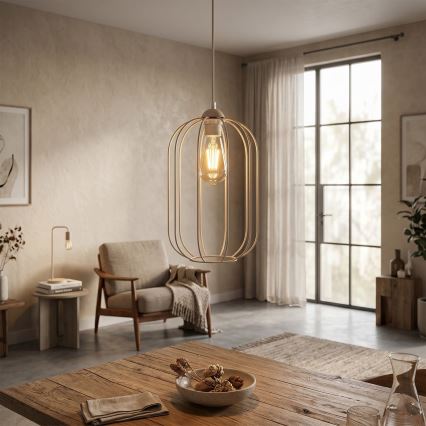 Lampada sospesa a cavo DESTELLO 1xE27/15W/230V Ø 21 cm beige