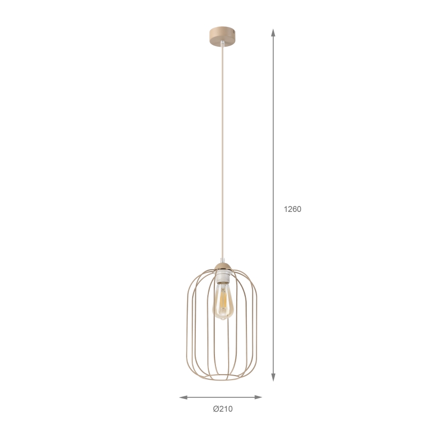 Lampada sospesa a cavo DESTELLO 1xE27/15W/230V Ø 21 cm beige