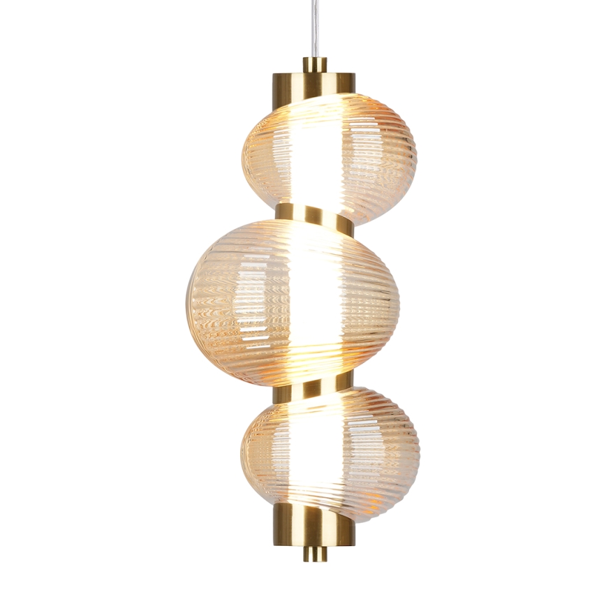 Lampada sospesa a cavo LED BOLLA LED/12W/230V Ø 16 cm oro/beige fumé
