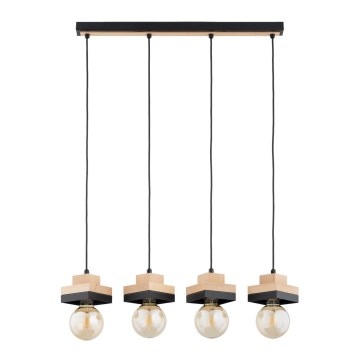 Lampada sospesa a cavo MIKO 4xE27/15W/230V nero/beige