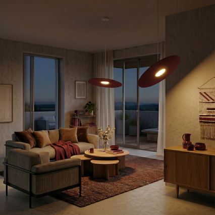 Lampada sospesa a cavo PIATTO 1xGX53/15W/230V Ø 45 cm bordeaux
