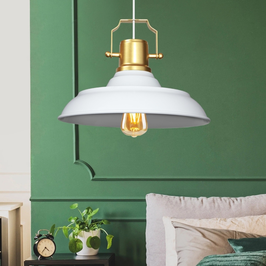 Lampada sospesa AYD 1xE27/40W/230V bianca/oro