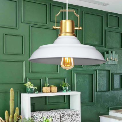 Lampada sospesa AYD 1xE27/40W/230V bianca/oro