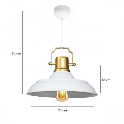 Lampada sospesa AYD 1xE27/40W/230V bianca/oro