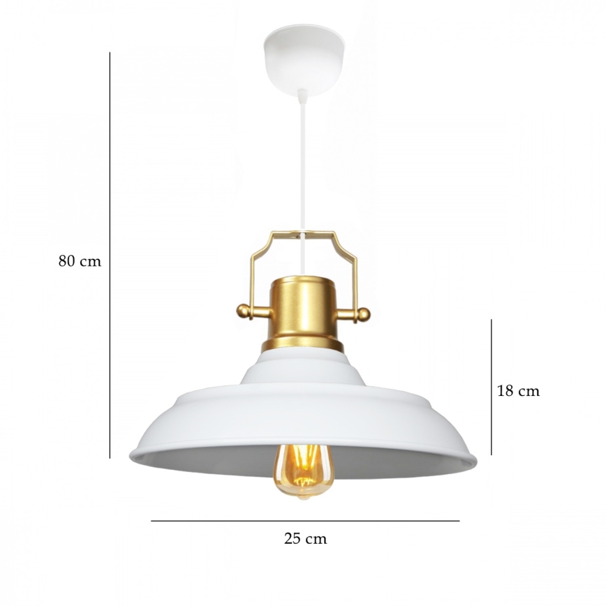 Lampada sospesa AYD 1xE27/40W/230V bianca/oro