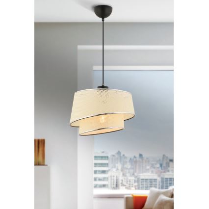 Lampada sospesa BARETTE 1xE27/60W/230V crema/cromo lucido