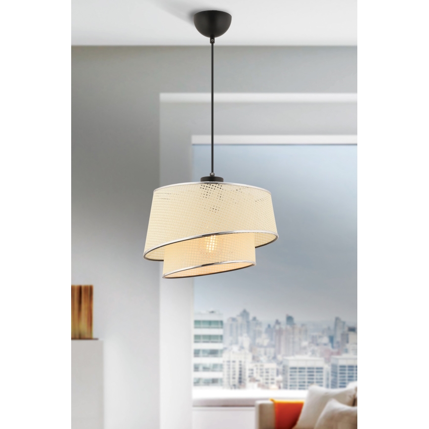 Lampada sospesa BARETTE 1xE27/60W/230V crema/cromo lucido