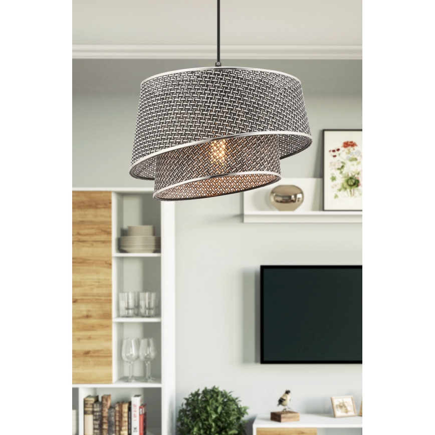 Lampada sospesa BARETTE 1xE27/60W/230V grigio/cromato lucido