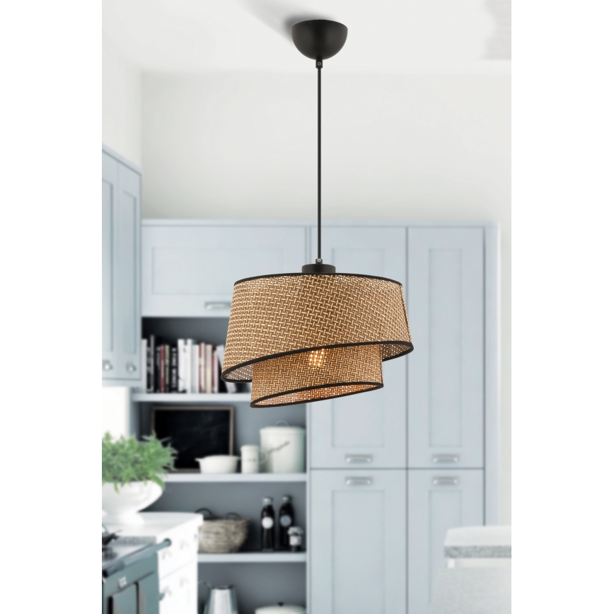 Lampada sospesa BARETTE 1xE27/60W/230V marrone/nera