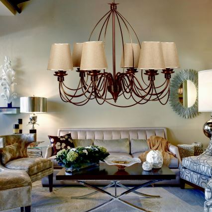 Lampada sospesa CLASSIC 6xE14/40W/230V bronzo/beige