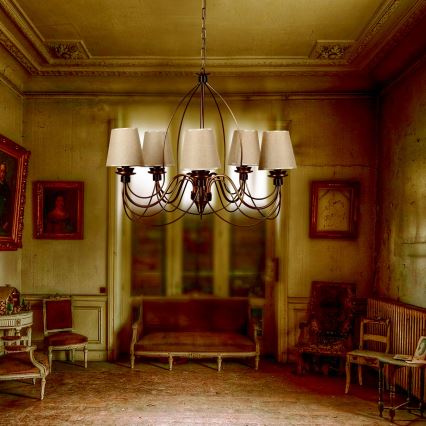 Lampada sospesa CLASSIC 6xE14/40W/230V bronzo/beige