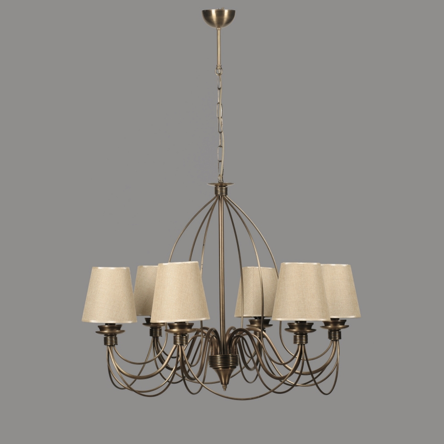 Lampada sospesa CLASSIC 6xE14/40W/230V bronzo/beige
