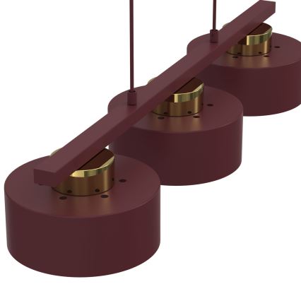 Lampada sospesa con cavo MARTI 3xE27/15W/230V bordeaux/oro