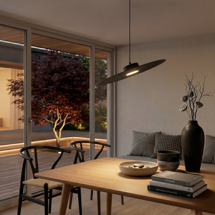 Lampada sospesa con cavo PIATTO 1xGX53/15W/230V Ø 45 cm nera