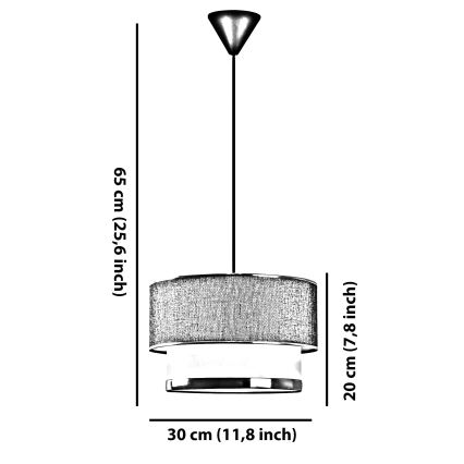 Lampada sospesa ECHO 1xE27/60W/230V marrone/crema