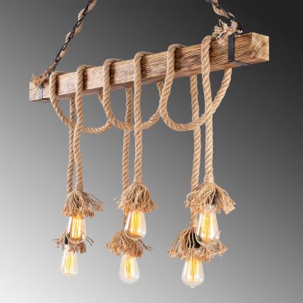 Lampada sospesa EREBOS 6xE27/40W/230V marrone