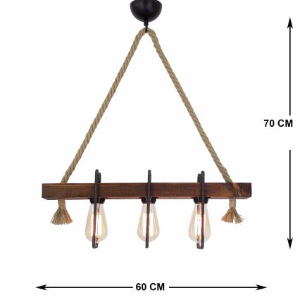 Lampada sospesa KUTUK 3xE27/40W/230V pino