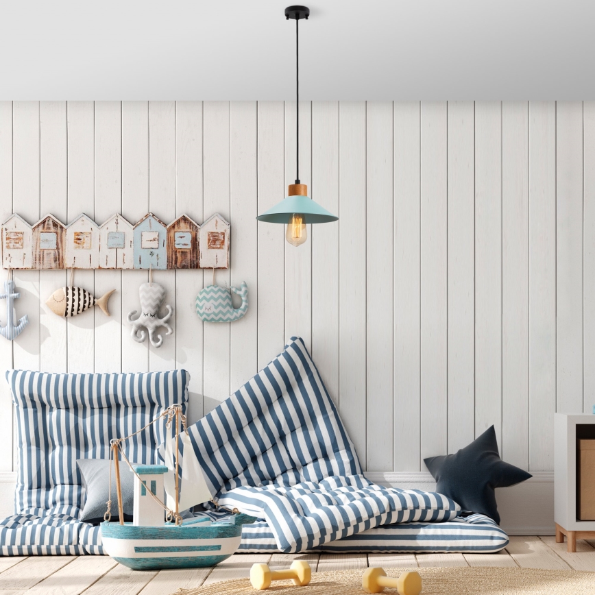 Lampada sospesa MANAVGAT 1xE27/40W/230V blu/marrone