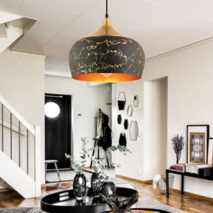 Lampada sospesa MONZA 1xE27/40W/230V, diametro 30 cm, nera/bronzo