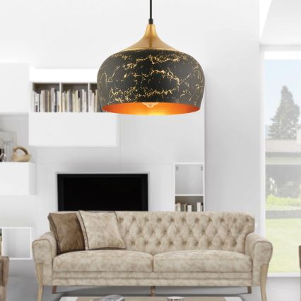 Lampada sospesa MONZA 1xE27/40W/230V, diametro 30 cm, nera/bronzo