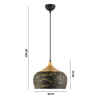 Lampada sospesa MONZA 1xE27/40W/230V, diametro 30 cm, nera/bronzo
