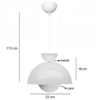 Lampada sospesa SALVA 1xE27/15W/230V bianca