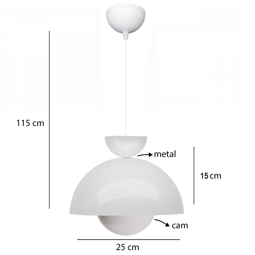 Lampada sospesa SALVA 1xE27/15W/230V bianca