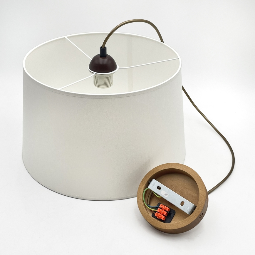 Lampada sospesa su cavo AIDA 1xE27/60W/230V Ø 35 cm rovere/marrone/bianco